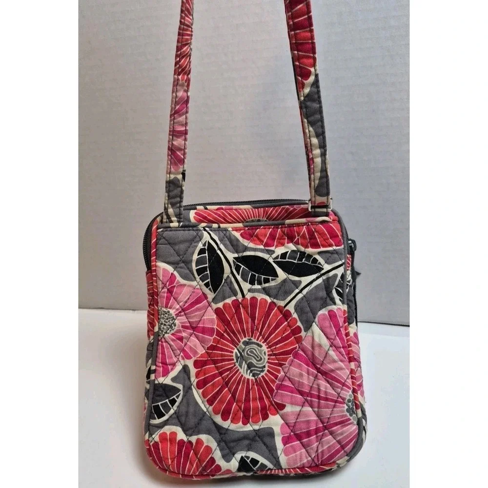 Vera Bradley Little Flap Hipster Crossbody‎ Bag Zinnia Floral Pink Grey Retired